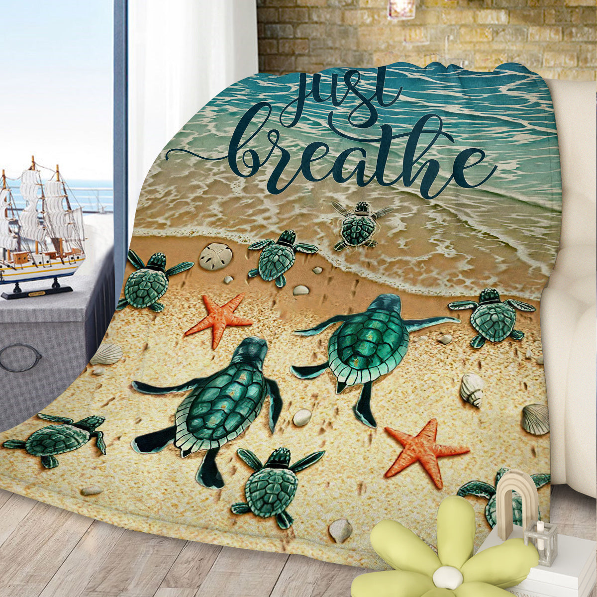HKM-828371 Tropical Sea Turtle 3D Flannel Fleece Blanket - Soft Plush Throw for Bed, Sofa, Car - Multiple Sizes Available