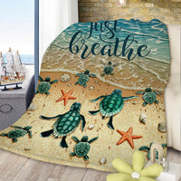 HKM-828371 Tropical Sea Turtle 3D Flannel Fleece Blanket - Soft Plush Throw for Bed, Sofa, Car - Multiple Sizes Available