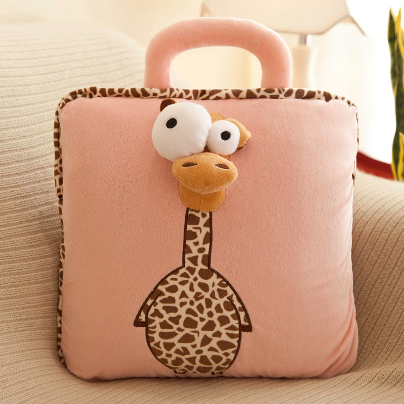 HKM-828499 Cartoon Folding Pillow Nap Blanket with Crystal Super Soft Fabric and Fun Expressions
