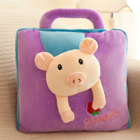 HKM-828499 Cartoon Folding Pillow Nap Blanket with Crystal Super Soft Fabric and Fun Expressions