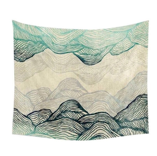 HKM-828755 Dreamland Mountains Polyester Tapestry – Vibrant Scenic Wall Hanging for Home Decor