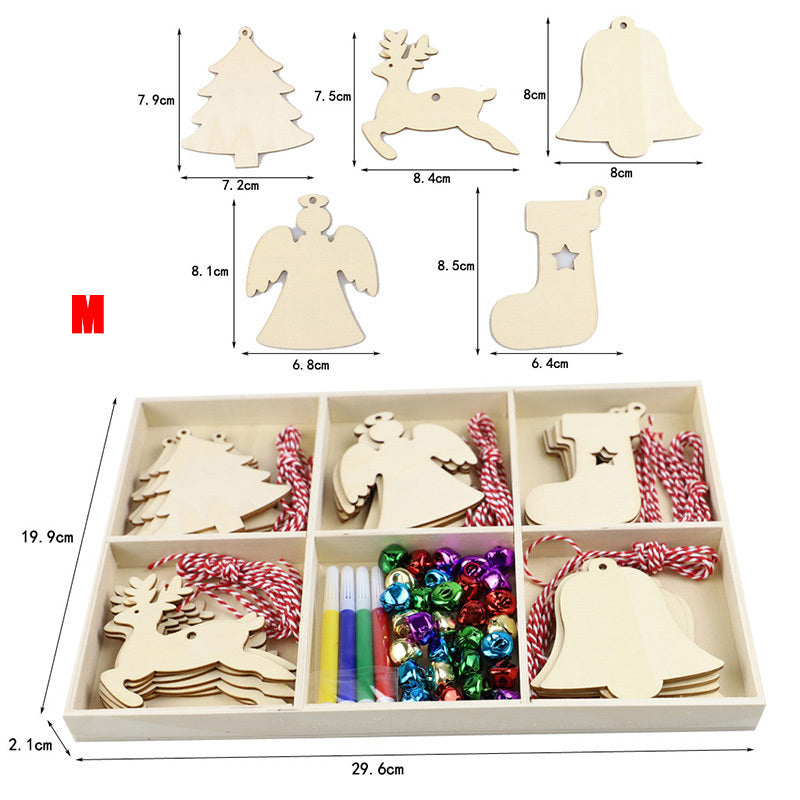 HKM-828819 Rustic Wooden Christmas Tree Pendant Ornament for Crafting and Decoration