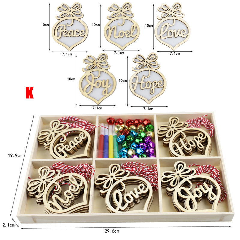 HKM-828819 Rustic Wooden Christmas Tree Pendant Ornament for Crafting and Decoration