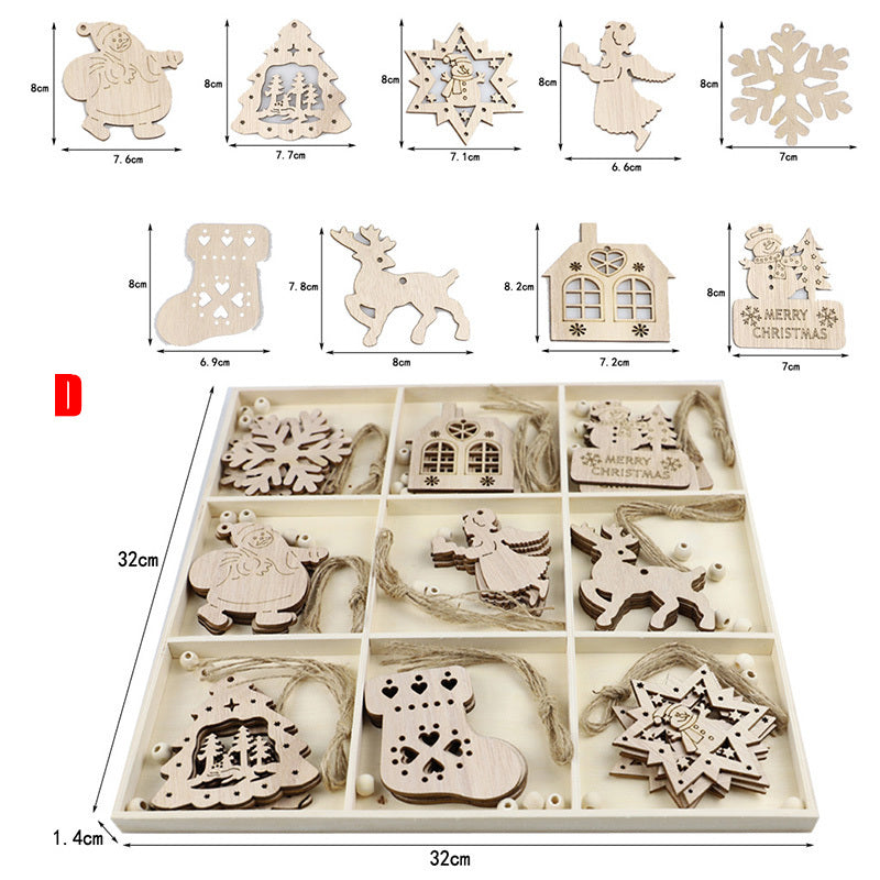 HKM-828819 Rustic Wooden Christmas Tree Pendant Ornament for Crafting and Decoration