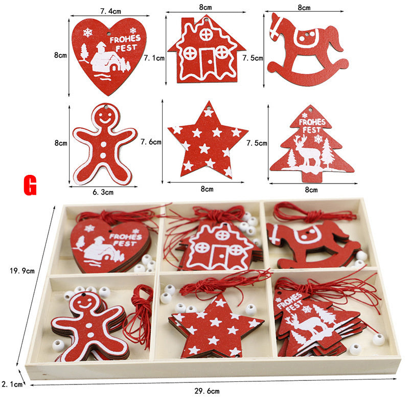 HKM-828819 Rustic Wooden Christmas Tree Pendant Ornament for Crafting and Decoration
