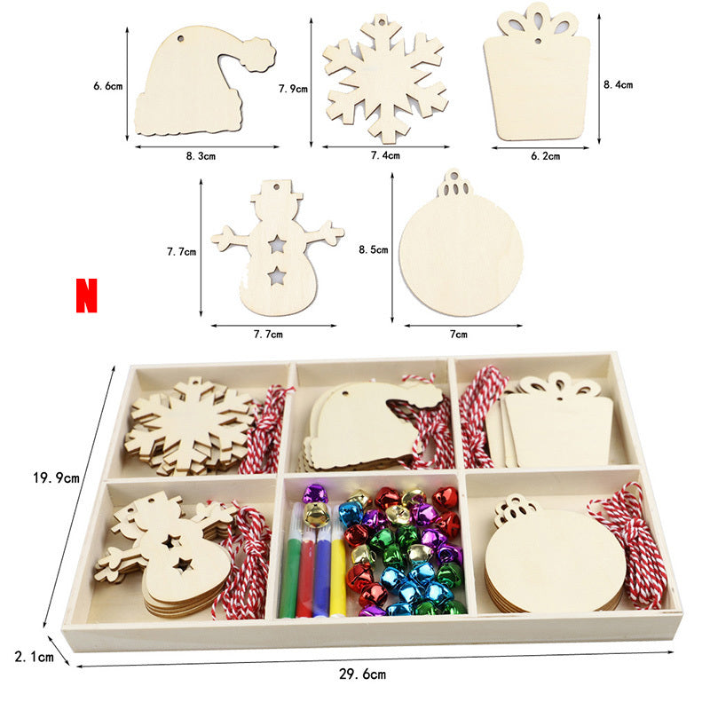 HKM-828819 Rustic Wooden Christmas Tree Pendant Ornament for Crafting and Decoration