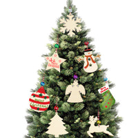HKM-828819 Rustic Wooden Christmas Tree Pendant Ornament for Crafting and Decoration