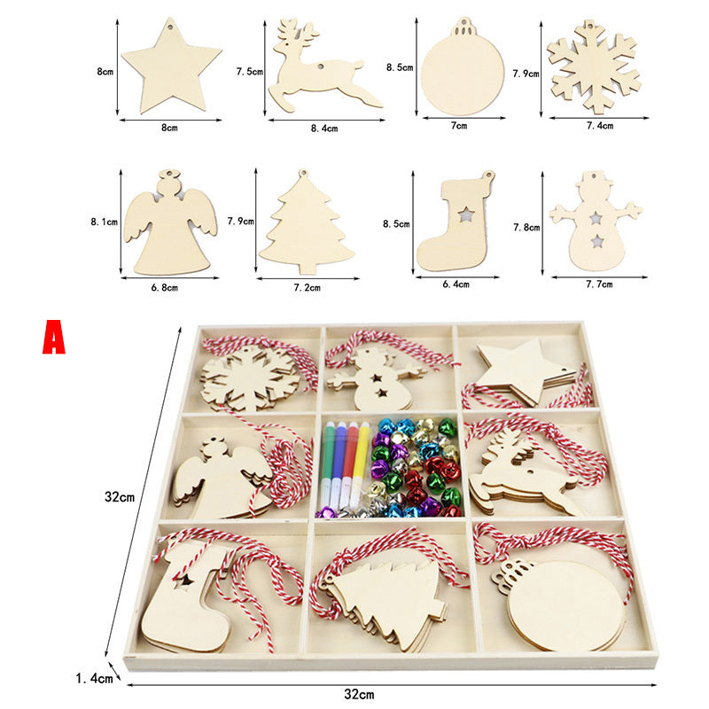 HKM-828819 Rustic Wooden Christmas Tree Pendant Ornament for Crafting and Decoration