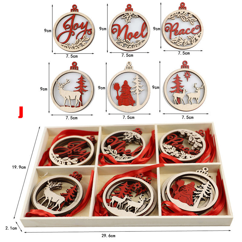 HKM-828819 Rustic Wooden Christmas Tree Pendant Ornament for Crafting and Decoration