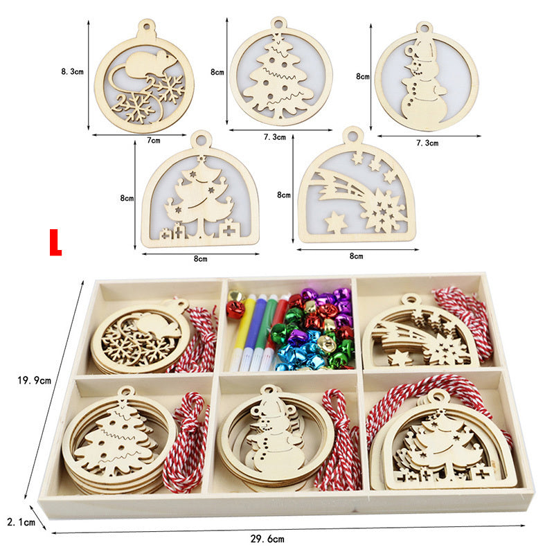HKM-828819 Rustic Wooden Christmas Tree Pendant Ornament for Crafting and Decoration