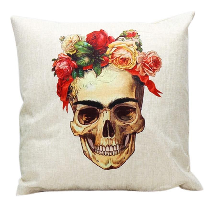 KTX-828883 Painted Cartoon Linen Pillowcase with PP Cotton Filling for Cozy Decor