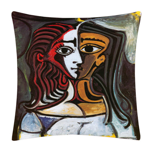 KTX-828883 Painted Cartoon Linen Pillowcase with PP Cotton Filling for Cozy Decor