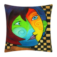 HKM-828883 Painted Cartoon Linen Pillowcase with PP Cotton Filling for Cozy Decor
