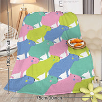 HKM-829203 Capybara Flannel Blanket - Soft and Lightweight Animal Print for Couch, Bed, or Nursery (75x100cm, 130x150cm)