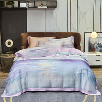 HKM-829203 Tencel Four-Piece Bedding Set with Floral Embroidery for 1.8m Beds