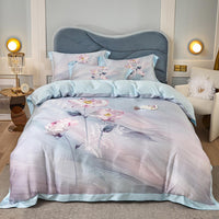 HKM-829203 Tencel Four-Piece Bedding Set with Floral Embroidery for 1.8m Beds