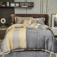 HKM-829203 Tencel Four-Piece Bedding Set with Floral Embroidery for 1.8m Beds