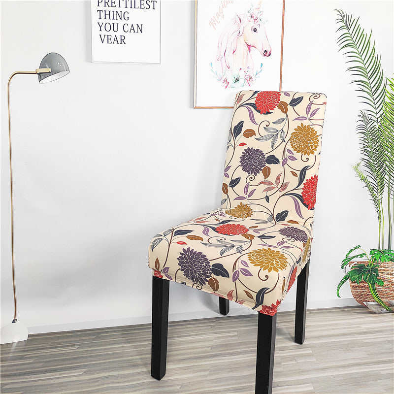 HKM-829267 High Elastic Blue Flower Patterned Chair Cover - Modern Polyester Decor for Home Use