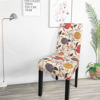 HKM-829267 High Elastic Blue Flower Patterned Chair Cover - Modern Polyester Decor for Home Use