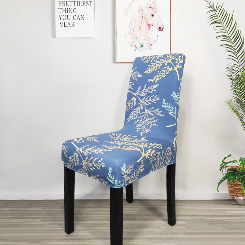 HKM-829267 High Elastic Blue Flower Patterned Chair Cover - Modern Polyester Decor for Home Use