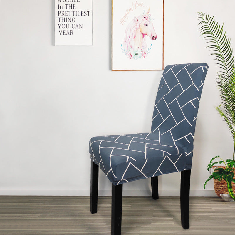 HKM-829267 High Elastic Blue Flower Patterned Chair Cover - Modern Polyester Decor for Home Use