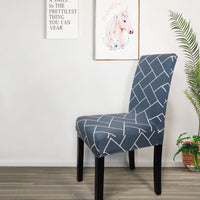 HKM-829267 High Elastic Blue Flower Patterned Chair Cover - Modern Polyester Decor for Home Use