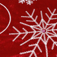 HKM-829331 Christmas Red Velvet 48-Inch Snowflake Tree Skirt with Embroidered Lace Trim