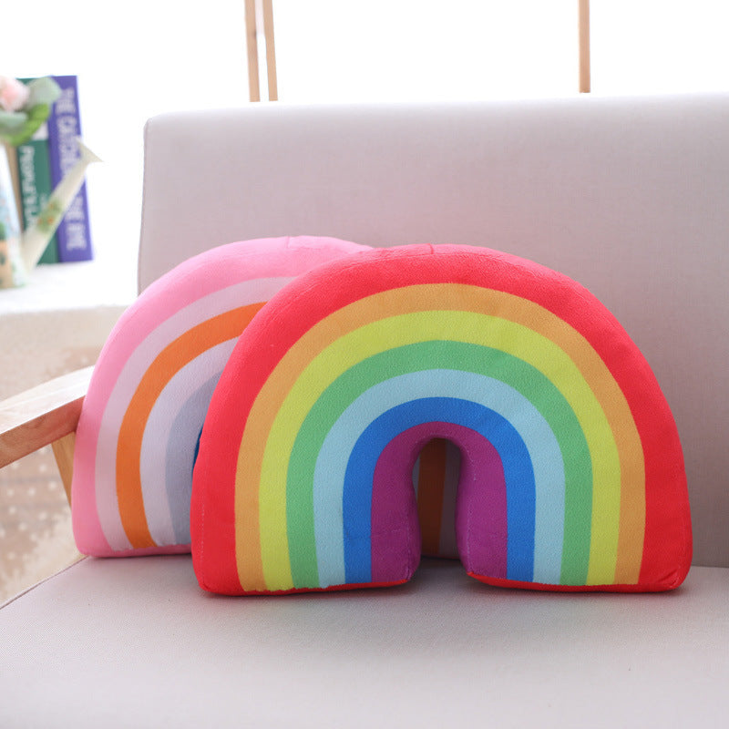 HKM-829331 Rainbow Plush Pillow Cushion for Children's Room – Soft PP Cotton Filling, 35cm Height, Available in Pink and Red