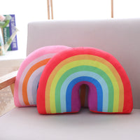 HKM-829331 Rainbow Plush Pillow Cushion for Children's Room – Soft PP Cotton Filling, 35cm Height, Available in Pink and Red