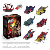 HKM-829459 Dinosaur Pull Back Toy Car - Mini Realistic Dino Inertial Vehicle for Kids