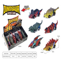 HKM-829459 Dinosaur Pull Back Toy Car - Mini Realistic Dino Inertial Vehicle for Kids