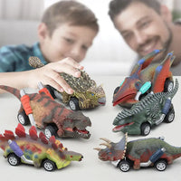 HKM-829459 Dinosaur Pull Back Toy Car - Mini Realistic Dino Inertial Vehicle for Kids