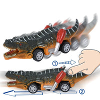 HKM-829459 Dinosaur Pull Back Toy Car - Mini Realistic Dino Inertial Vehicle for Kids