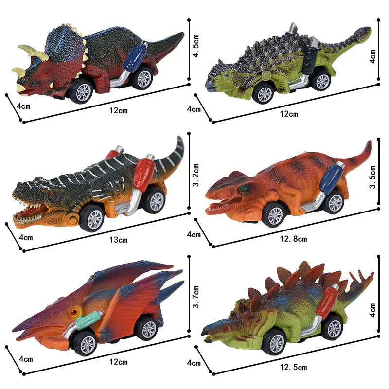 HKM-829459 Dinosaur Pull Back Toy Car - Mini Realistic Dino Inertial Vehicle for Kids