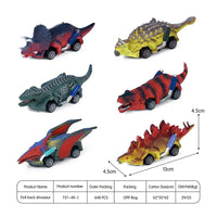 HKM-829459 Dinosaur Pull Back Toy Car - Mini Realistic Dino Inertial Vehicle for Kids