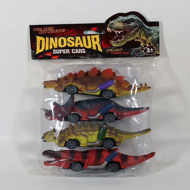 HKM-829459 Dinosaur Pull Back Toy Car - Mini Realistic Dino Inertial Vehicle for Kids