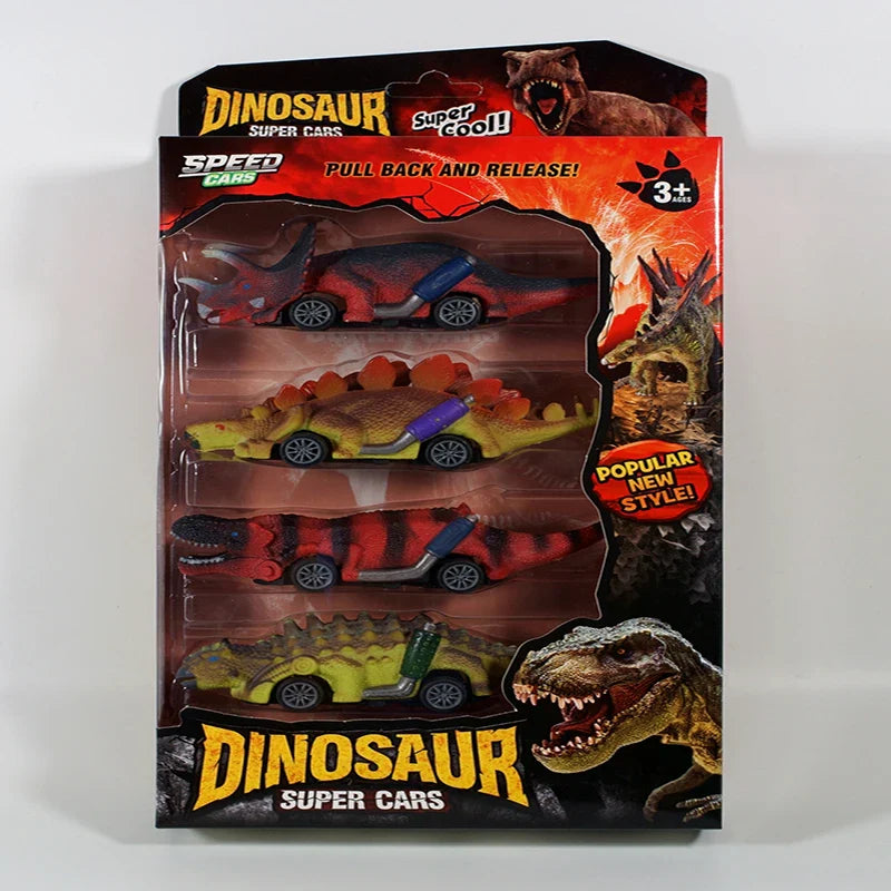 HKM-829459 Dinosaur Pull Back Toy Car - Mini Realistic Dino Inertial Vehicle for Kids