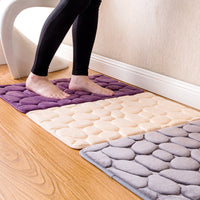 HKM-829587 3D Cobblestone Non-slip Bathroom and Kitchen Floor Mat - Soft PVC, Available in Khaki, Red, Gray, and Purple