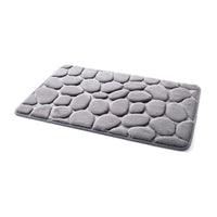 HKM-829587 3D Cobblestone Non-slip Bathroom and Kitchen Floor Mat - Soft PVC, Available in Khaki, Red, Gray, and Purple