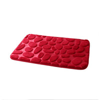 HKM-829587 3D Cobblestone Non-slip Bathroom and Kitchen Floor Mat - Soft PVC, Available in Khaki, Red, Gray, and Purple