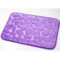 HKM-829587 3D Cobblestone Non-slip Bathroom and Kitchen Floor Mat - Soft PVC, Available in Khaki, Red, Gray, and Purple