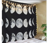HKM-829907 Starry Universe Moon Hanging Decor - Ethnic Style Polyester Tapestry, Eclipse Design, 130x150cm & 148x200cm Sizes
