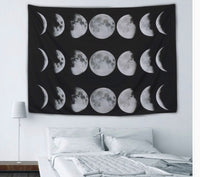 HKM-829907 Starry Universe Moon Hanging Decor - Ethnic Style Polyester Tapestry, Eclipse Design, 130x150cm & 148x200cm Sizes