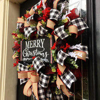 HKM-829971 Christmas Decorative Bow Garland - Cloth Craft in 25cm & 38cm Sizes