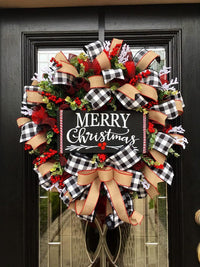 HKM-829971 Christmas Decorative Bow Garland - Cloth Craft in 25cm & 38cm Sizes