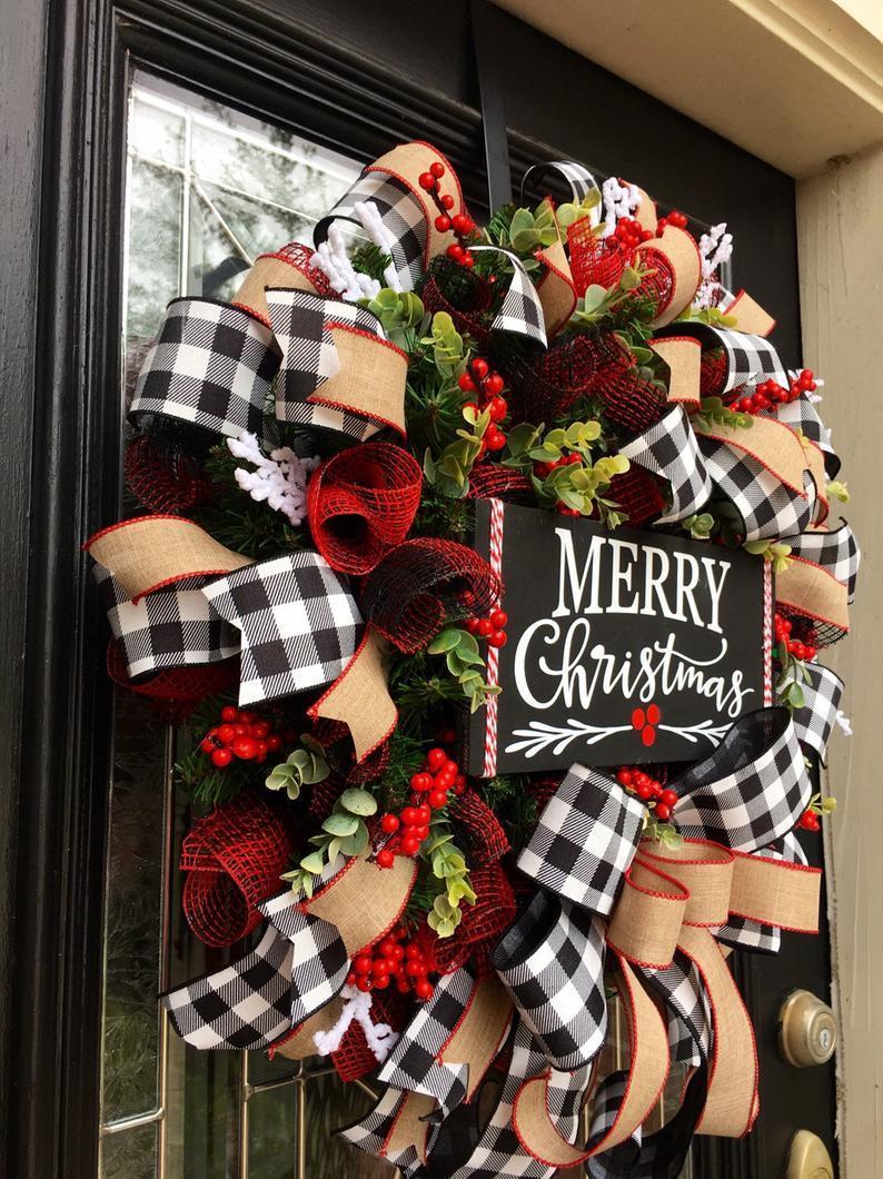 HKM-829971 Christmas Decorative Bow Garland - Cloth Craft in 25cm & 38cm Sizes