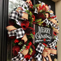 HKM-829971 Christmas Decorative Bow Garland - Cloth Craft in 25cm & 38cm Sizes