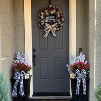 HKM-829971 Christmas Decorative Bow Garland - Cloth Craft in 25cm & 38cm Sizes