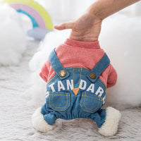 HKM-829971 Stylish Dog Denim Overalls in Dark Green and Light Blue, Pink and Light Blue, Multiple Sizes Available