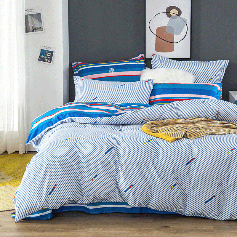 HKM-830035 Brushed Polyester Four-Piece Bedding Set with Quilt Bag, Sheets, and Pillow Bags in XL/L and S Sizes